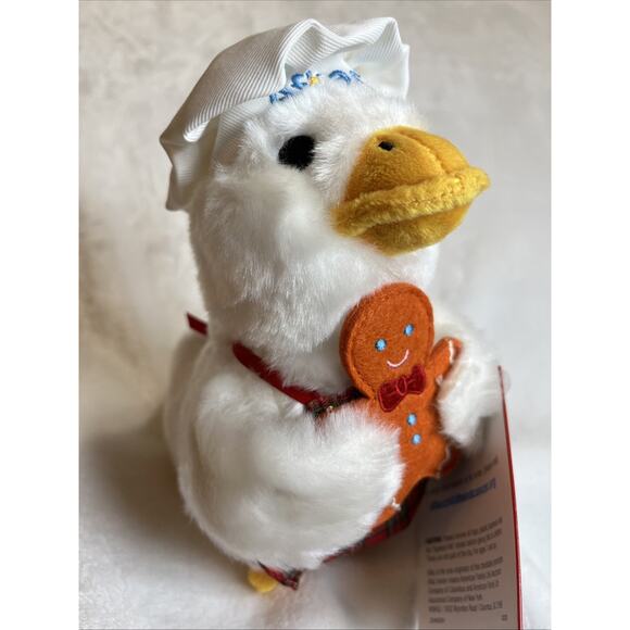 Aflac 2024 Holiday Duck Gingerbread Man Baker Hat Apron Talking-WORKS NEW PLUSH - Picture 1 of 7